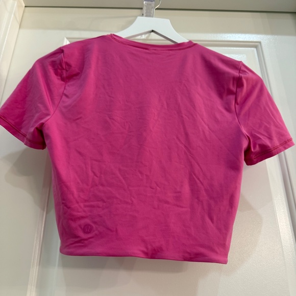 Lululemon Wundermost Ultra Soft Nulu Crewneck Cropped T-shirt, Sonic Pink Medium - Picture 2 of 3